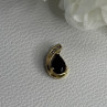 10K Yellow Gold Black Sapphire & Diamonds Pendant Length 0.60 Inch