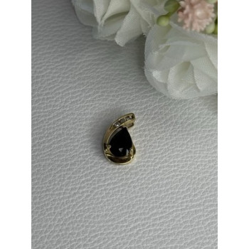 10K YELLOW GOLD BLACK SAPPHIRE & DIAMONDS PENDANT LENGTH 0.60 INCH
