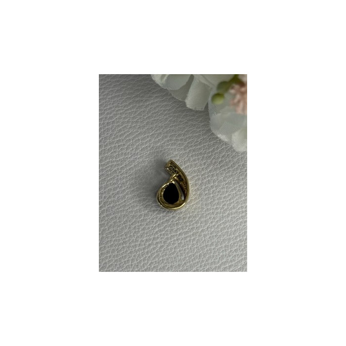 10K YELLOW GOLD BLACK SAPPHIRE & DIAMONDS PENDANT LENGTH 0.60 INCH