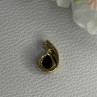 10K Yellow Gold Black Sapphire & Diamonds Pendant Length 0.60 Inch