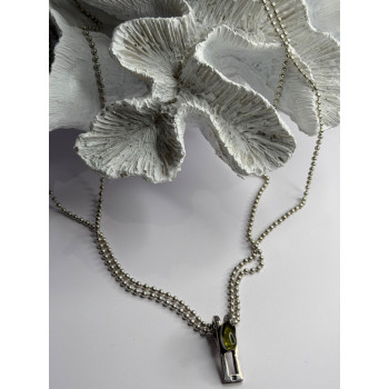 Arrack Lilly 925 Sterling Silver Peridot 2 Chain Necklace