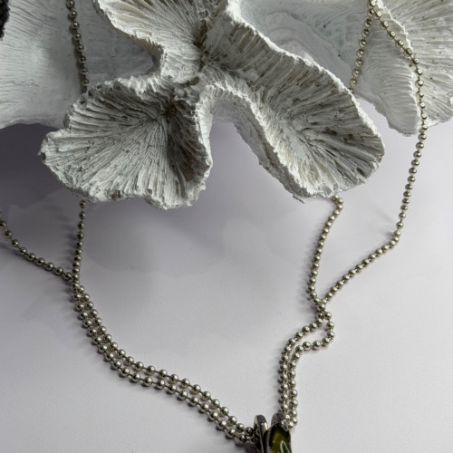 Arrack Lilly 925 Sterling Silver Peridot 2 Chain Necklace