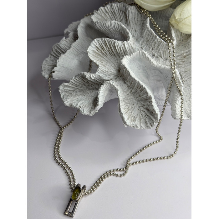 Arrack Lilly 925 Sterling Silver Peridot 2 Chain Necklace