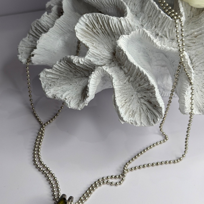Arrack Lilly 925 Sterling Silver Peridot 2 Chain Necklace
