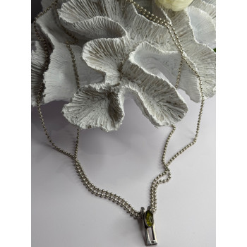 Arrack Lilly 925 Sterling Silver Peridot 2 Chain Necklace