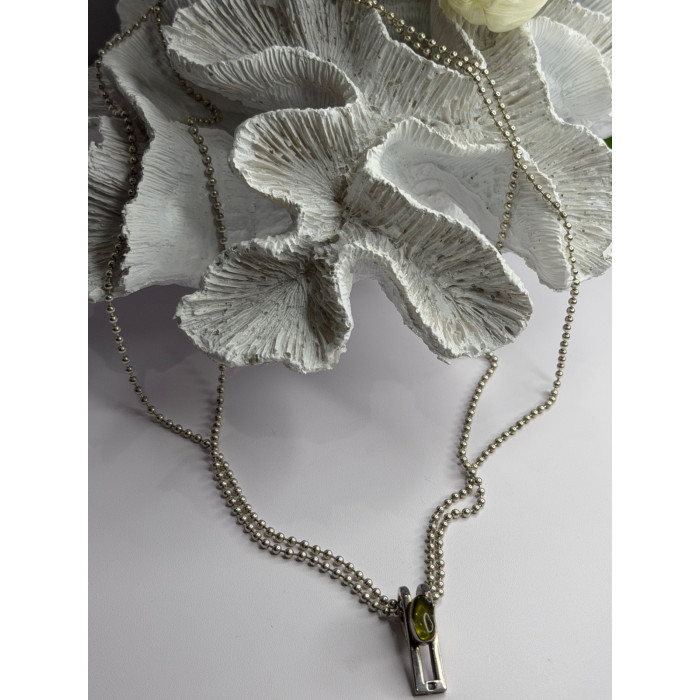 Arrack Lilly 925 Sterling Silver Peridot 2 Chain Necklace