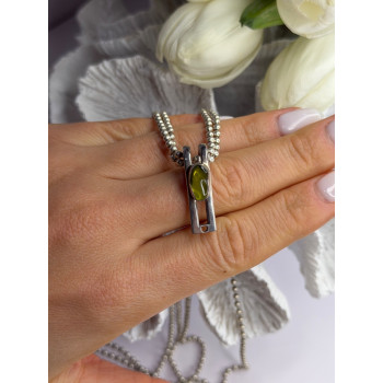 Arrack Lilly 925 Sterling Silver Peridot 2 Chain Necklace