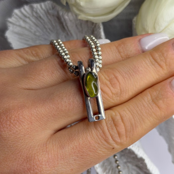 Arrack Lilly 925 Sterling Silver Peridot 2 Chain Necklace