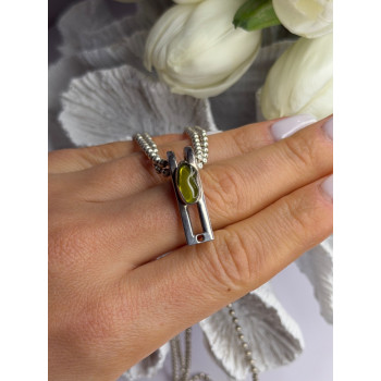 Arrack Lilly 925 Sterling Silver Peridot 2 Chain Necklace