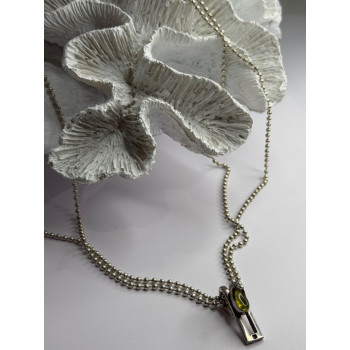 Arrack Lilly 925 Sterling Silver Peridot 2 Chain Necklace
