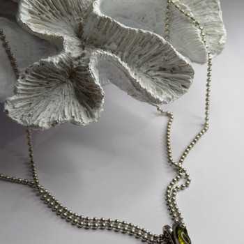 Arrack Lilly 925 Sterling Silver Peridot 2 Chain Necklace
