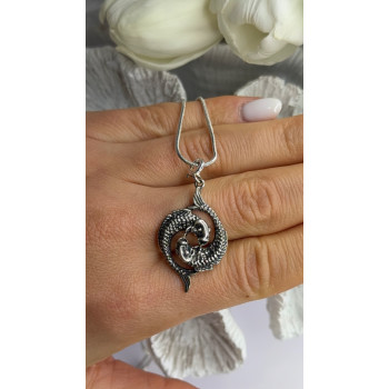 925 Sterling Silver Pisces Zodiac Necklace Length 20 in
