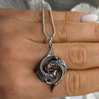 925 Sterling Silver Pisces Zodiac Necklace Length 20 in