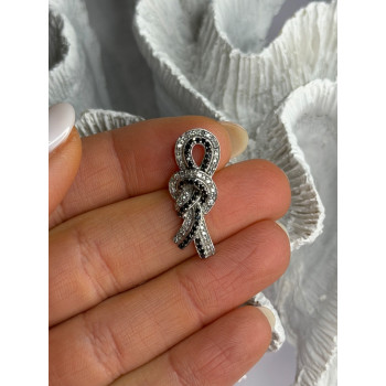 10K White Gold White & Black Diamonds Pendant