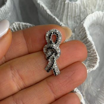 10K White Gold White & Black Diamonds Pendant