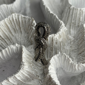 10K White Gold White & Black Diamonds Pendant