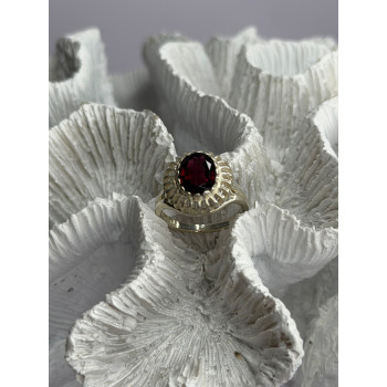 925 Sterling Silver Garnet Ring Size 5