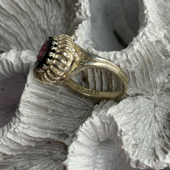 925 Sterling Silver Garnet Ring Size 5