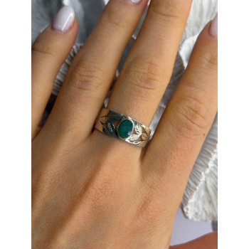 Vintage 925 Sterling Silver Emerald Ring Size 10
