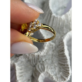 925 Sterling Silver Gold Plated Cz Ring Size 6.5