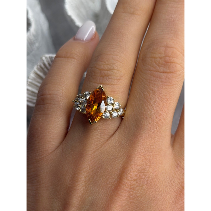 925 Sterling Silver Gold Plated Cz Ring Size 6.5