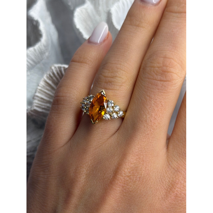 925 Sterling Silver Gold Plated Cz Ring Size 6.5