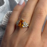 925 Sterling Silver Gold Plated Cz Ring Size 6.5