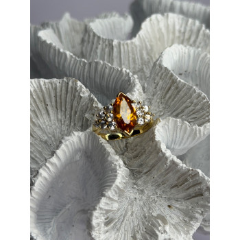 925 Sterling Silver Gold Plated Cz Ring Size 6.5