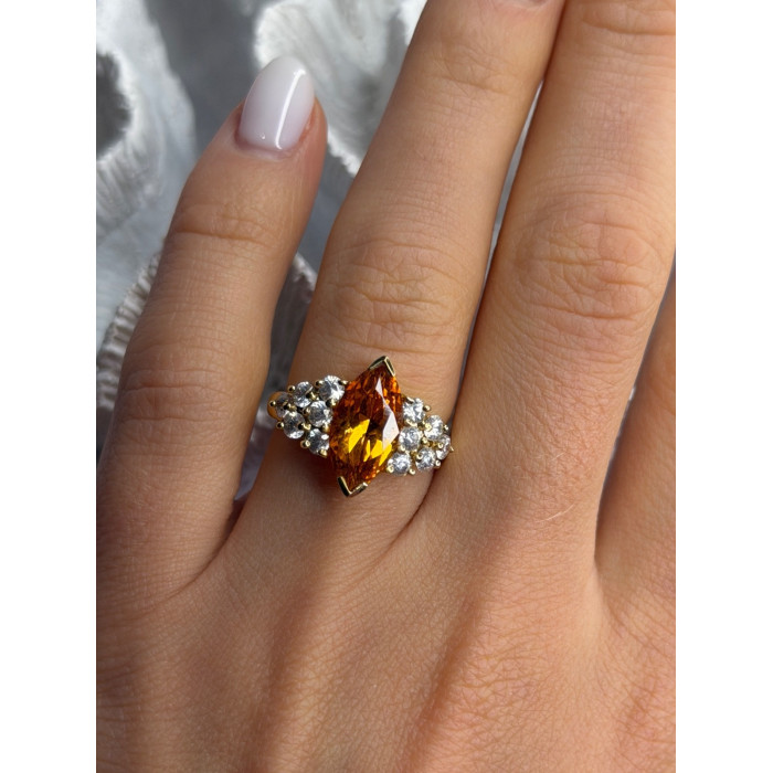 925 Sterling Silver Gold Plated Cz Ring Size 6.5