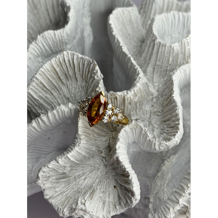 925 Sterling Silver Gold Plated Cz Ring Size 6.5