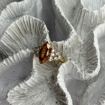 925 Sterling Silver Gold Plated Cz Ring Size 6.5