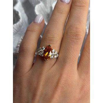 925 Sterling Silver Gold Plated Cz Ring Size 6.5