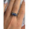 925 Sterling Silver Sodalite & Marcasite Ring Size 9
