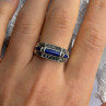 925 Sterling Silver Sodalite & Marcasite Ring Size 9