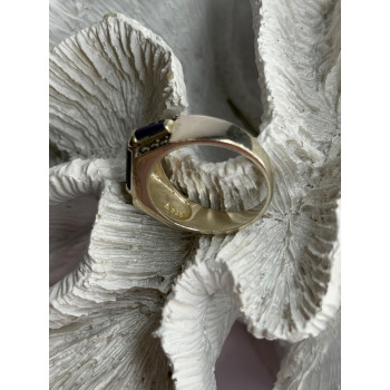 925 Sterling Silver Sodalite & Marcasite Ring Size 9