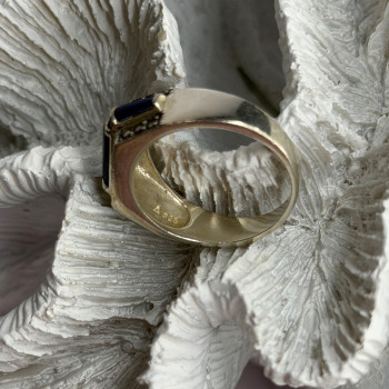 925 Sterling Silver Sodalite & Marcasite Ring Size 9