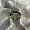 925 Sterling Silver Sodalite & Marcasite Ring Size 9