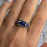925 Sterling Silver Sodalite & Marcasite Ring Size 9