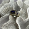 925 Sterling Silver Sodalite & Marcasite Ring Size 9