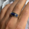 925 Sterling Silver Sodalite & Marcasite Ring Size 9
