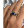 925 Sterling Silver Sodalite & Marcasite Ring Size 9