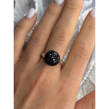 925 Sterling Silver Black Diamonds Ring Size 11