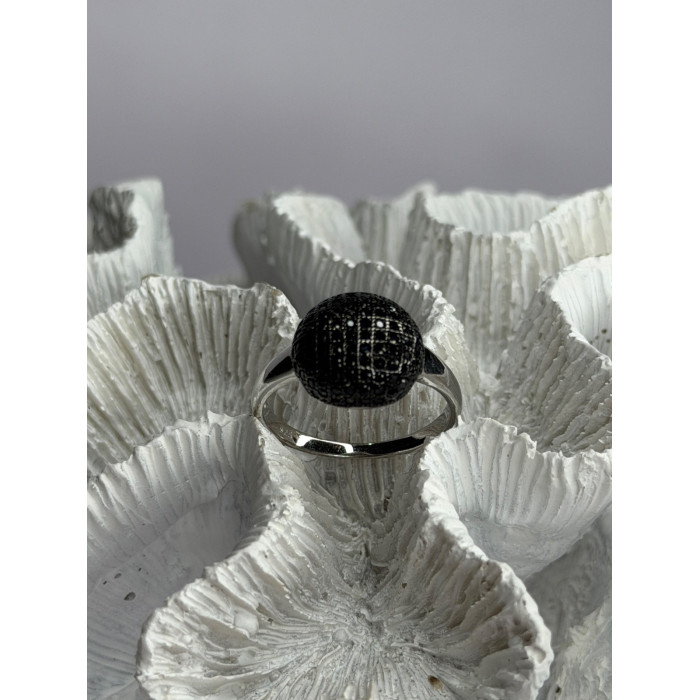 925 Sterling Silver Black Diamonds Ring Size 11