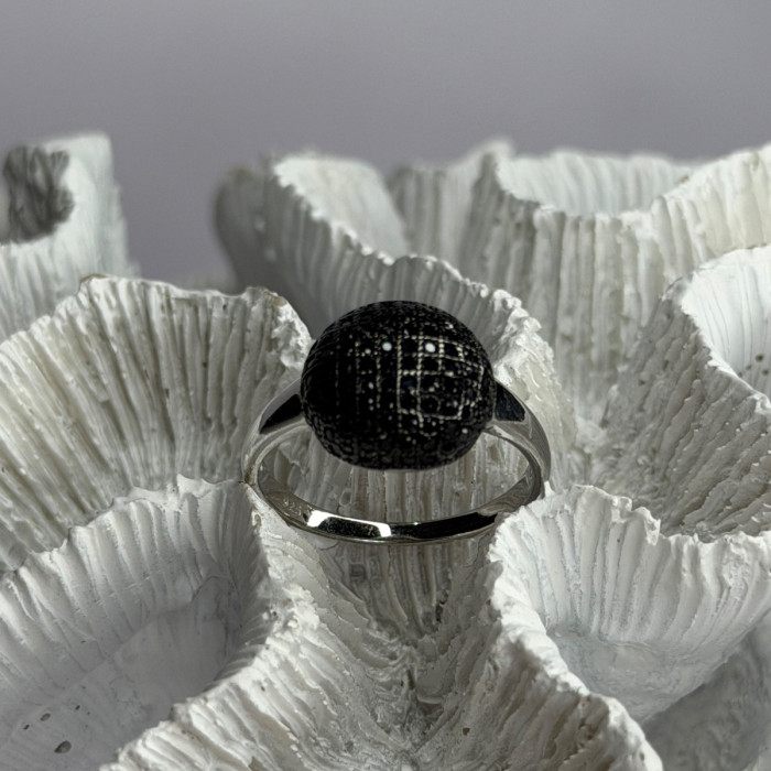 925 Sterling Silver Black Diamonds Ring Size 11
