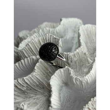 925 Sterling Silver Black Diamonds Ring Size 11