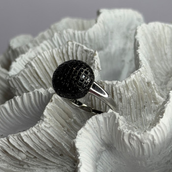 925 Sterling Silver Black Diamonds Ring Size 11
