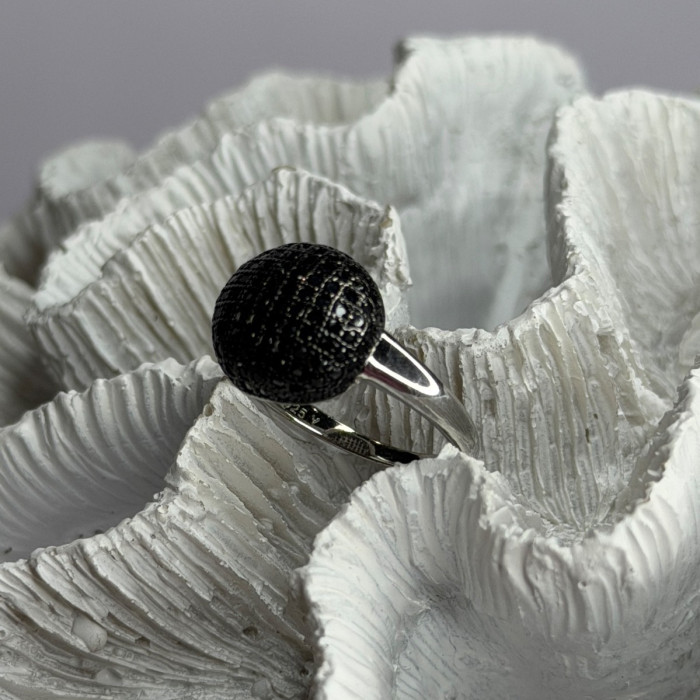925 Sterling Silver Black Diamonds Ring Size 11