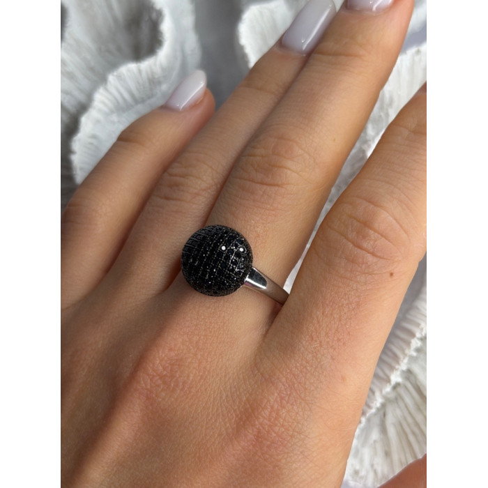 925 Sterling Silver Black Diamonds Ring Size 11
