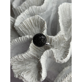 925 Sterling Silver Black Diamonds Ring Size 11