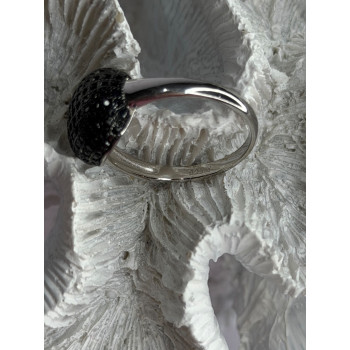 925 Sterling Silver Black Diamonds Ring Size 11